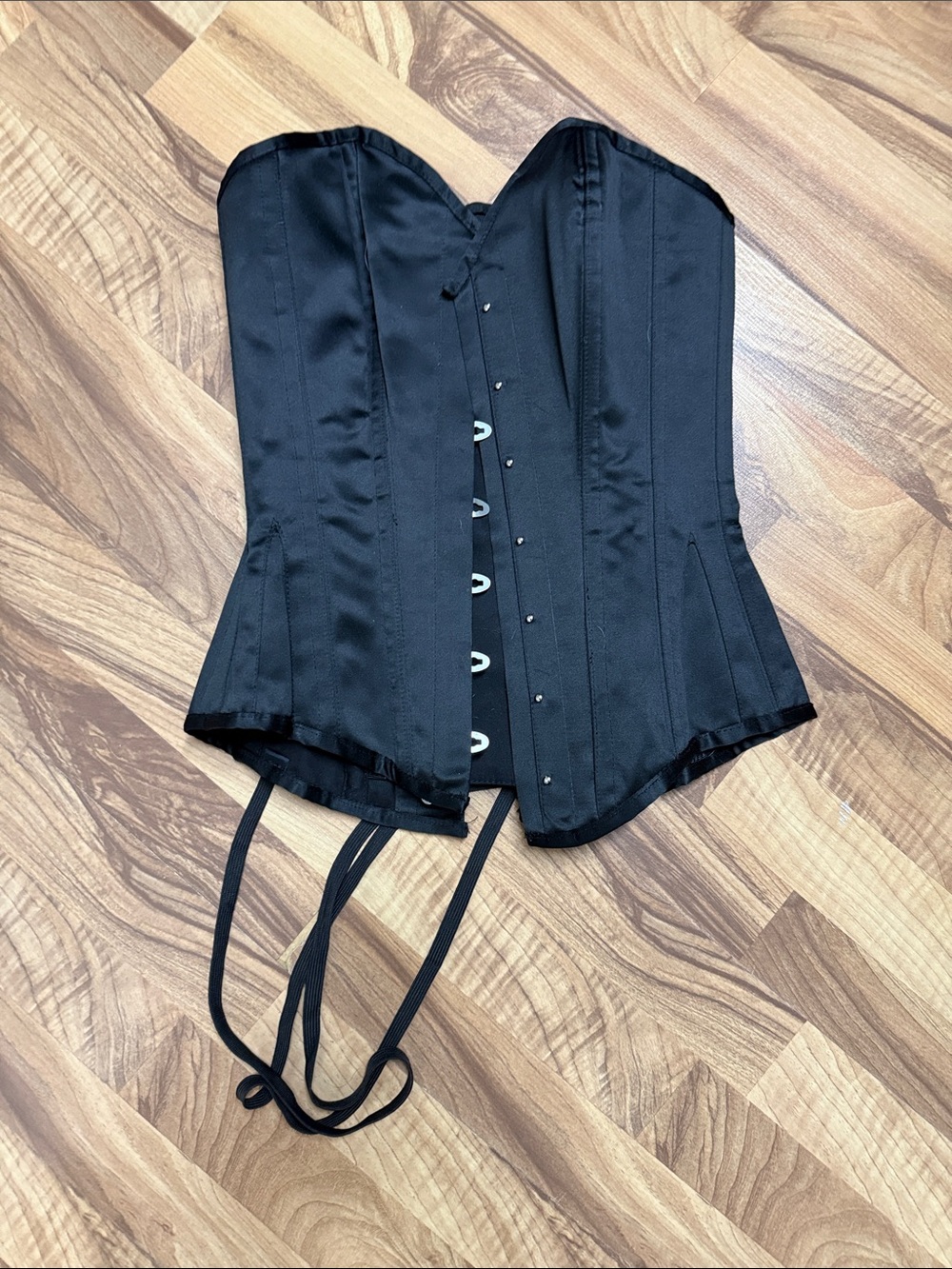 Black Satin Corset Crop Top - Unbranded